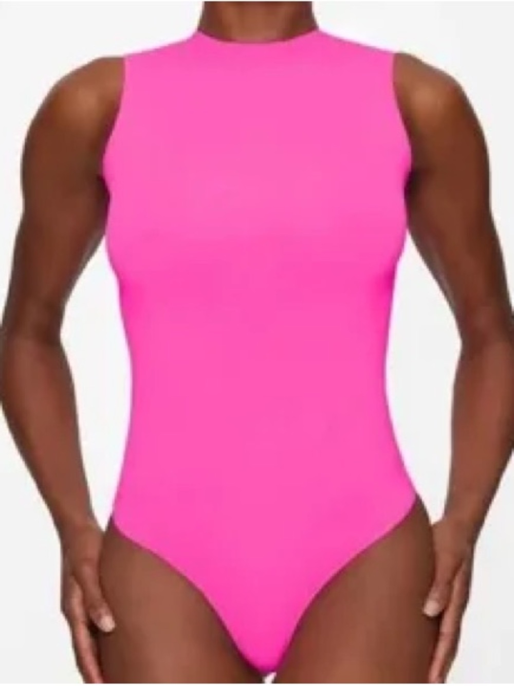 SKIMS Essentials Bodysuit Raw neck NWT Size XS Hot Pink $